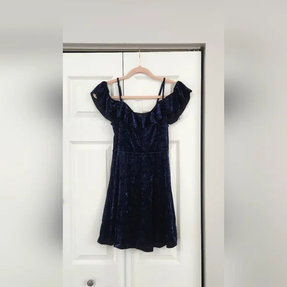 american eagle blue velvet dress Modest blue velvet cape gown RACHEL – MYAN ATELIER main image 0